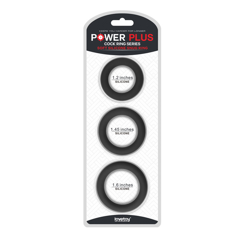 Power Plus Soft Silicone Snug Ring 3 Pack - Black